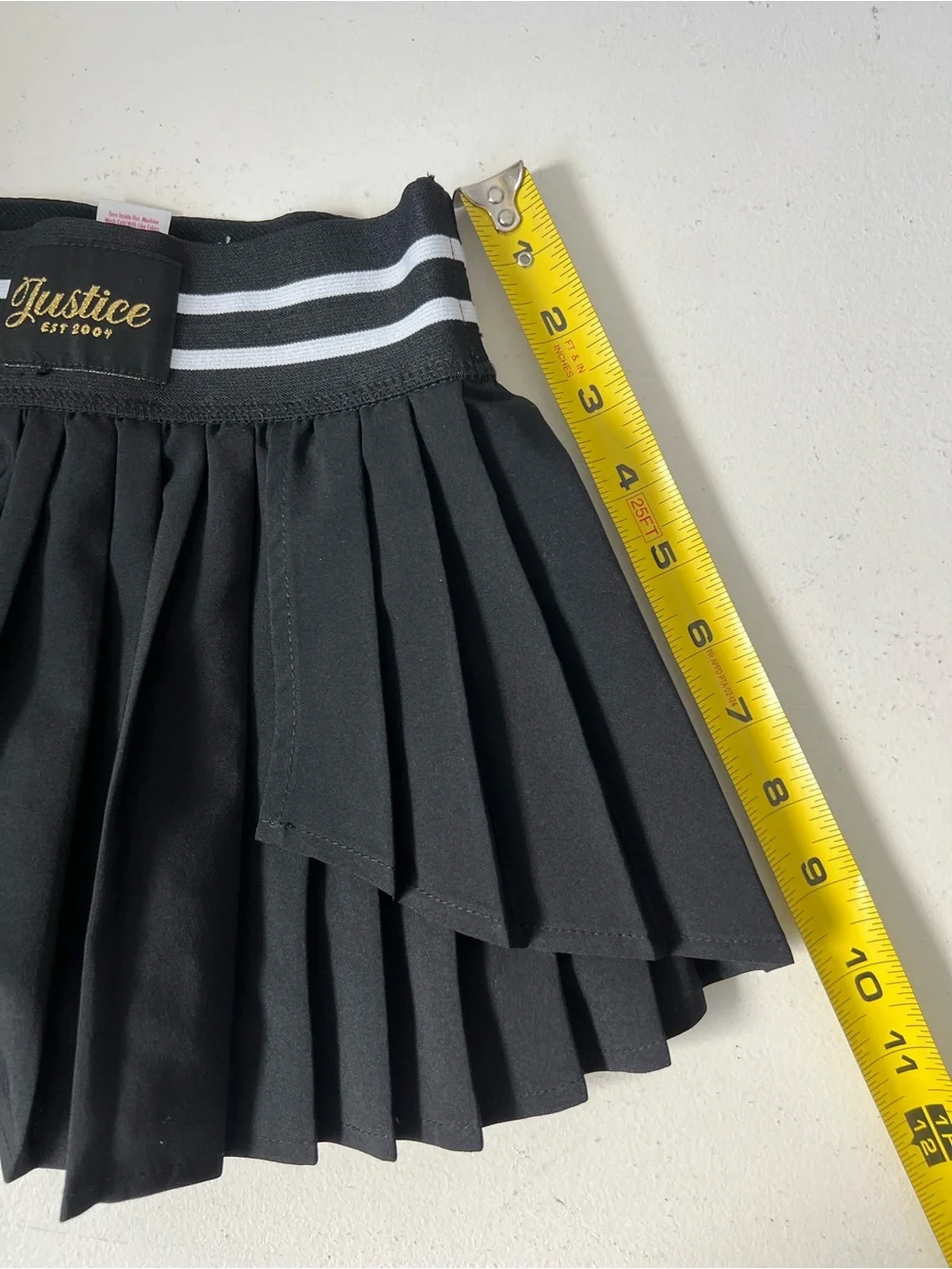 Justice Black Pleated Tennis Skort Striped Waistband Preppy Schoolgirl XS 5/6